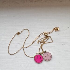 Necklace with  2 Pink and blush Smiley Charms